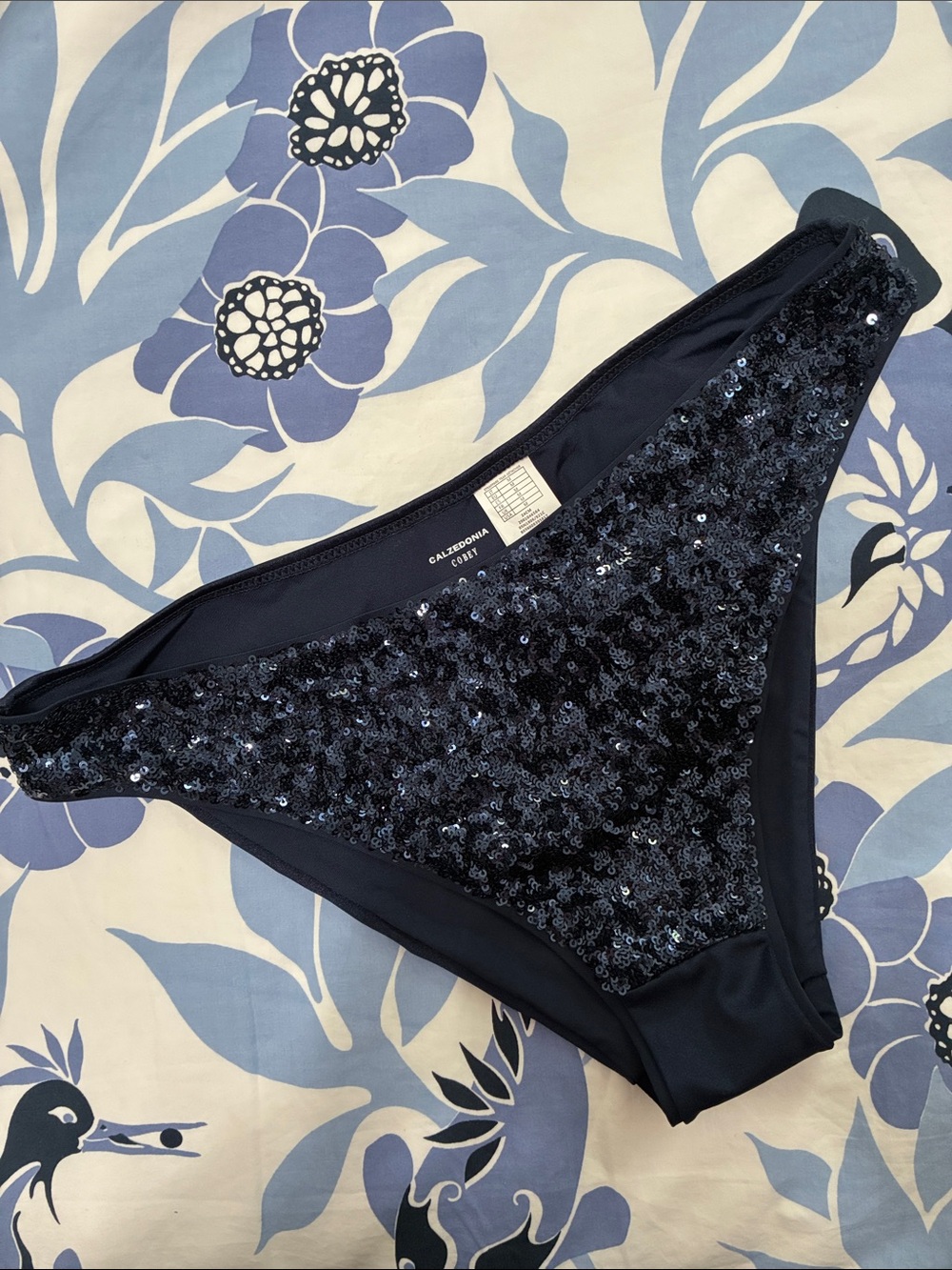 Calzedonia navy sequined bikini bottom, NTW, size Medium